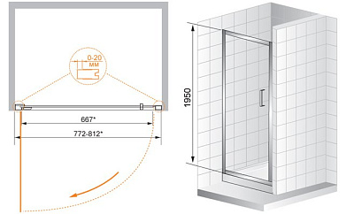 Душевая дверь в нишу Cezares Porta B11 90 C Cr