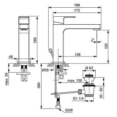 Смеситель Ideal Standard Edge A7106AA для раковины
