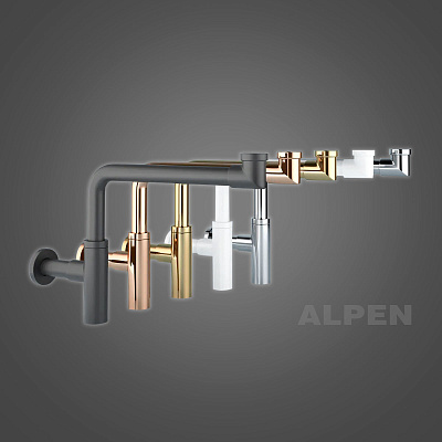 Металлический сифон для раковины 2040322 ALPEN (золото)