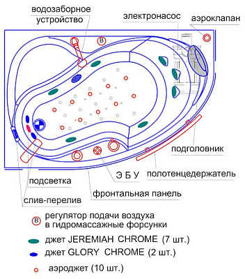 Акриловая ванна Радомир Амелия chrome левая