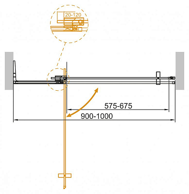 Душевая дверь в нишу Cezares SLIDER-B-1-90/100-C-Cr